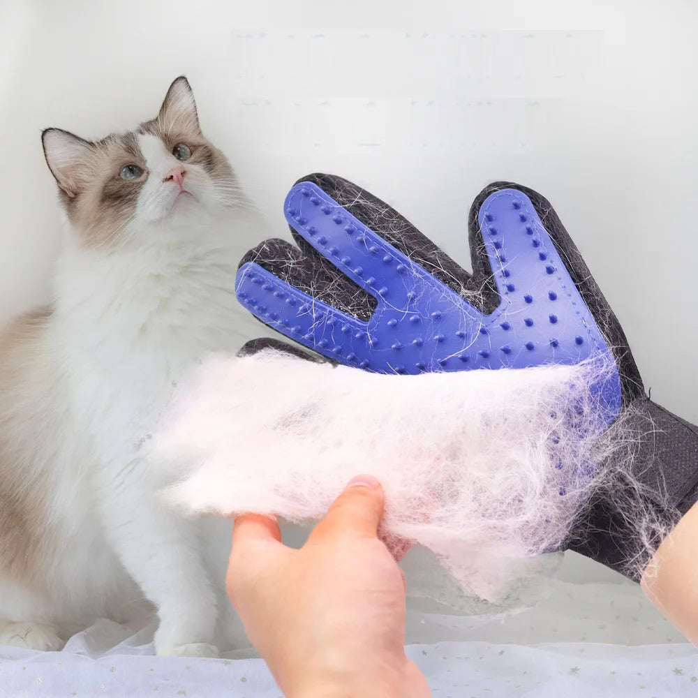 Pet Grooming Glove – Hair Removal & Massage Brush for Cats and Dogs